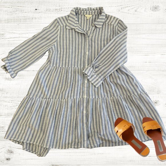 C Established 1946 Coastal Blue and White Striped Medium Dress - Picture 1 of 2